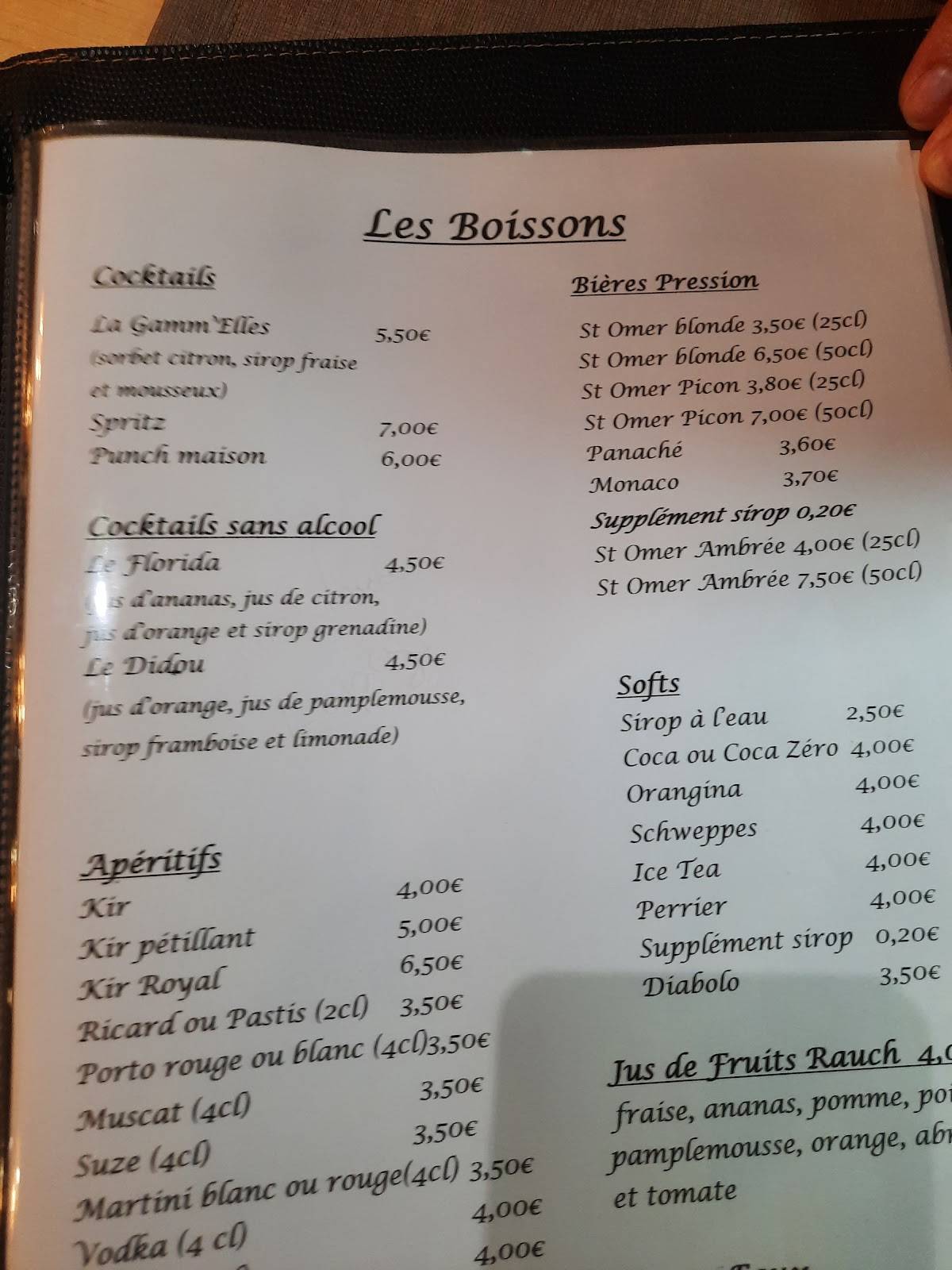Menu de la Gamm'Elles