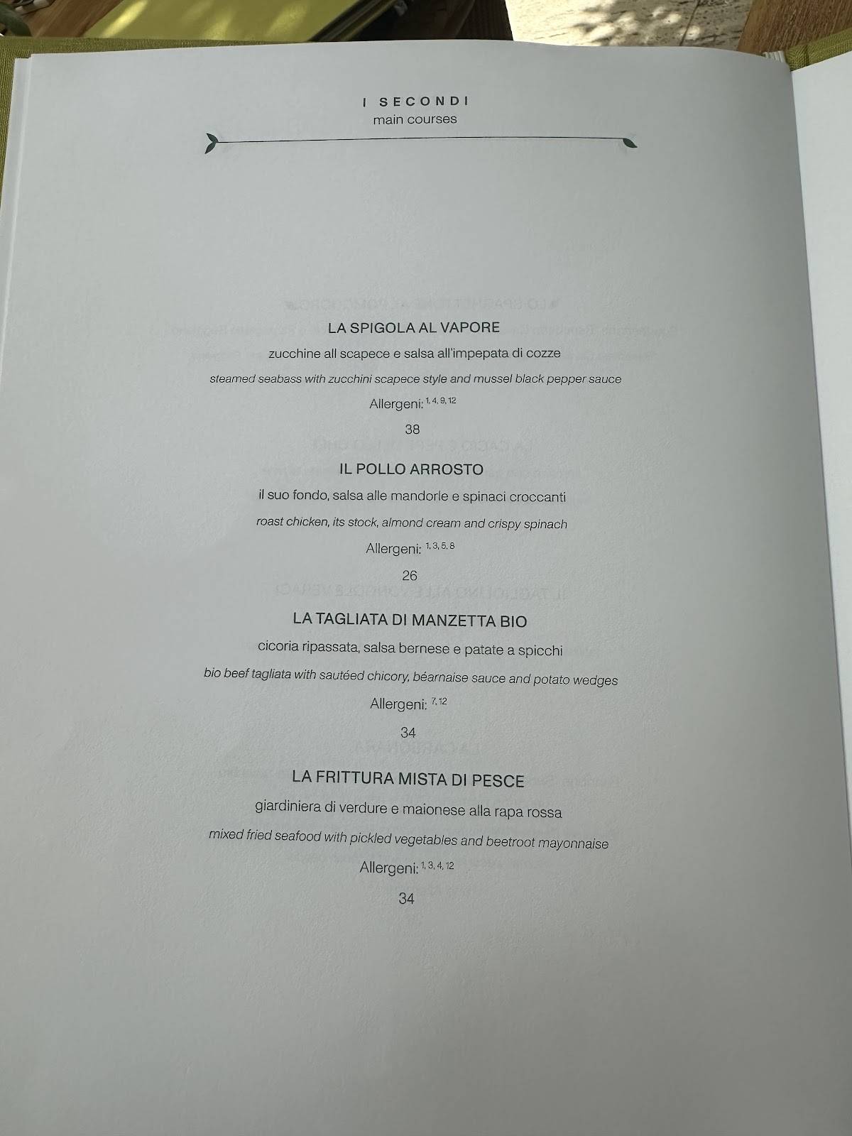 Menu di Anima Ristorante Roma 