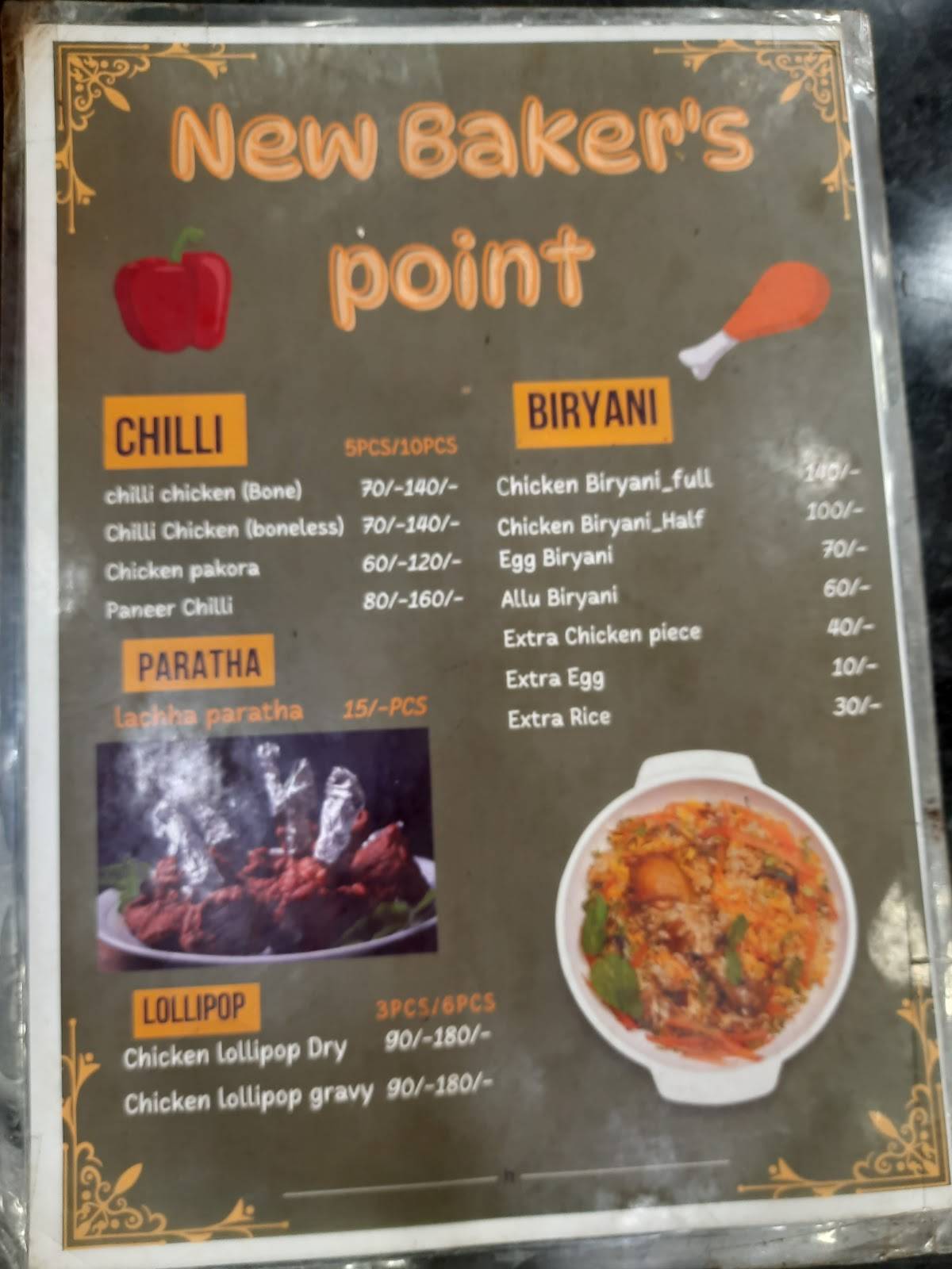 Baker's Point menu