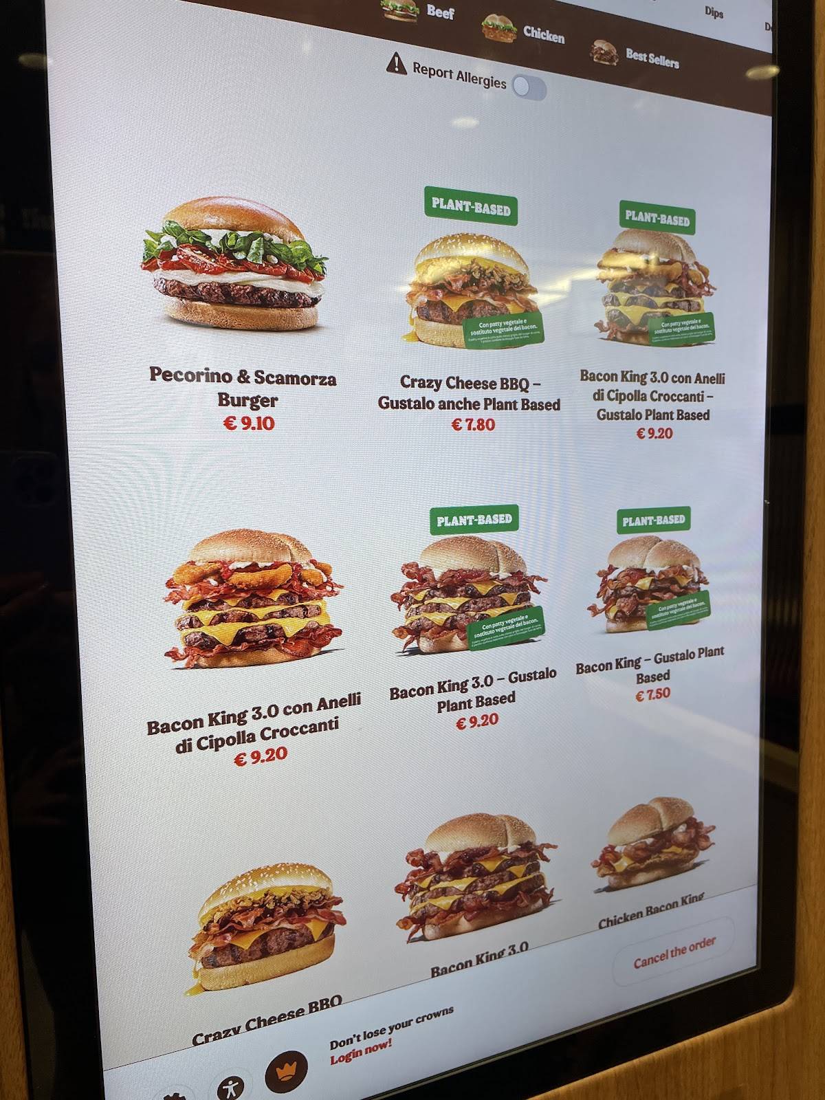 Menu di BURGER KING 