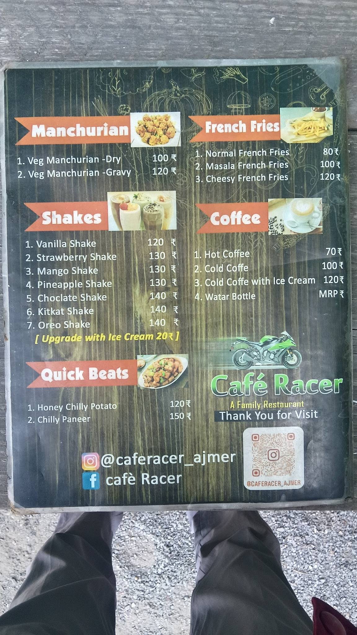 Café Racer menu