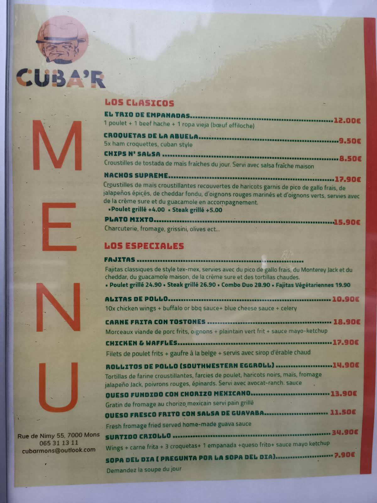 Menu de Cuba'r