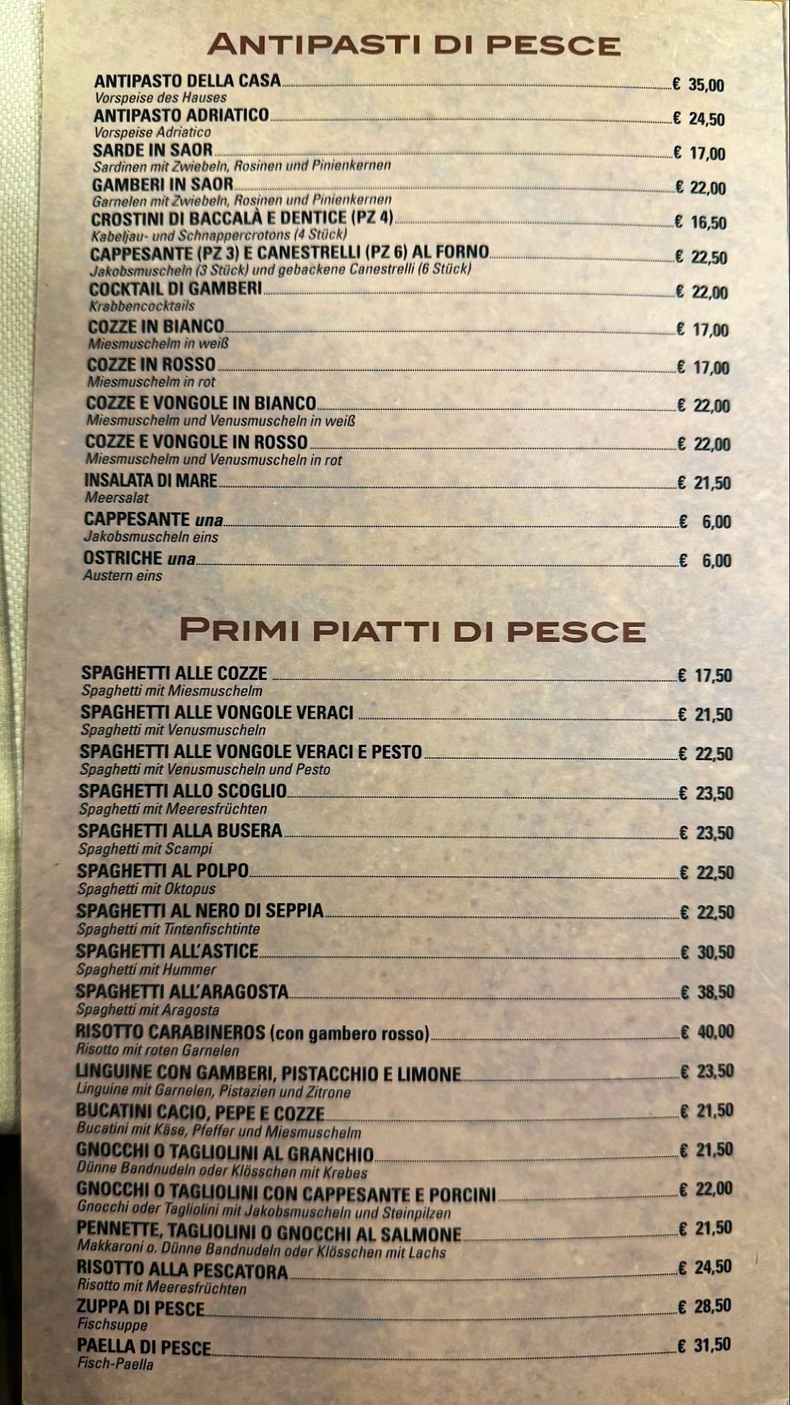 Menu di Da Rocco 