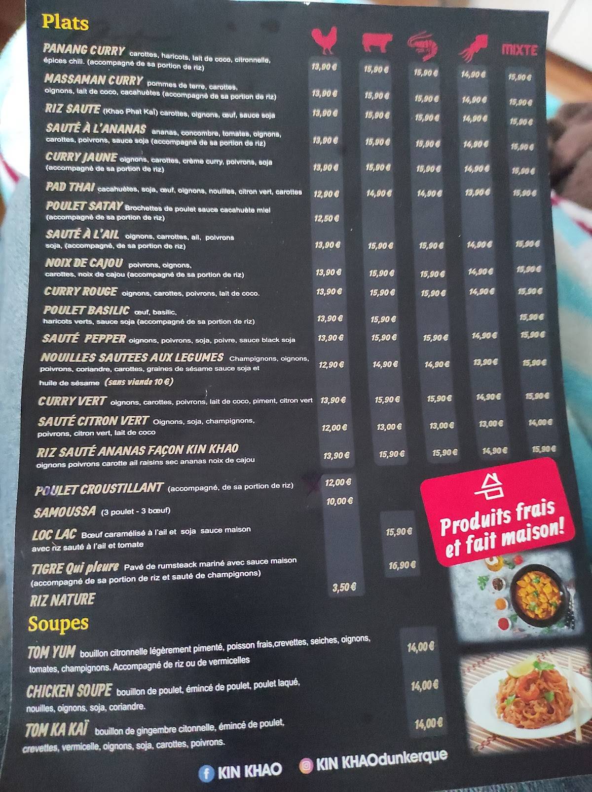 Menu de Kin Khao