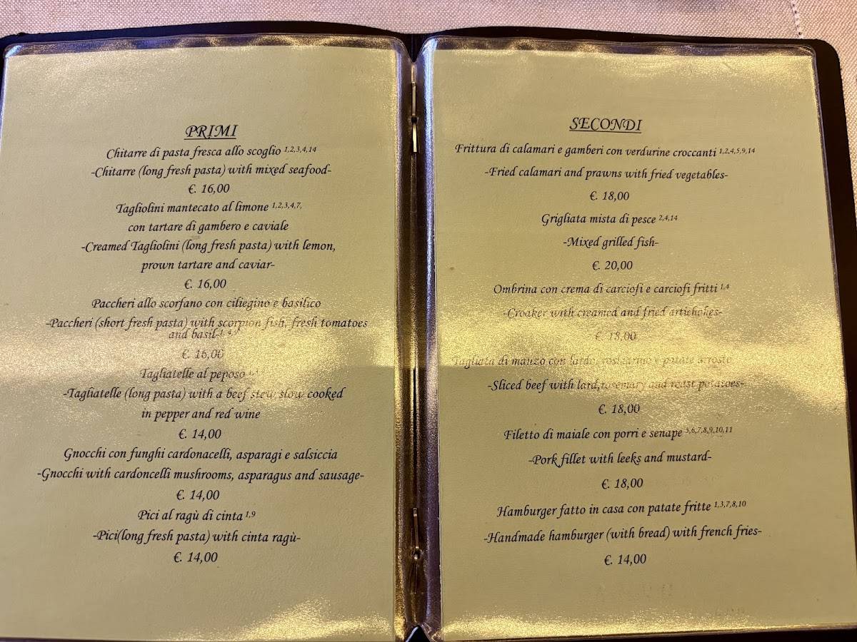 Menu di LA FORESTERIA RISTORANTE 