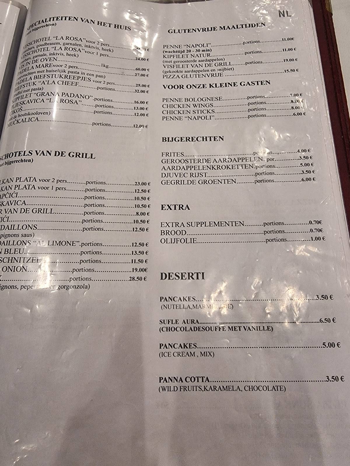Menu di La Rosa 