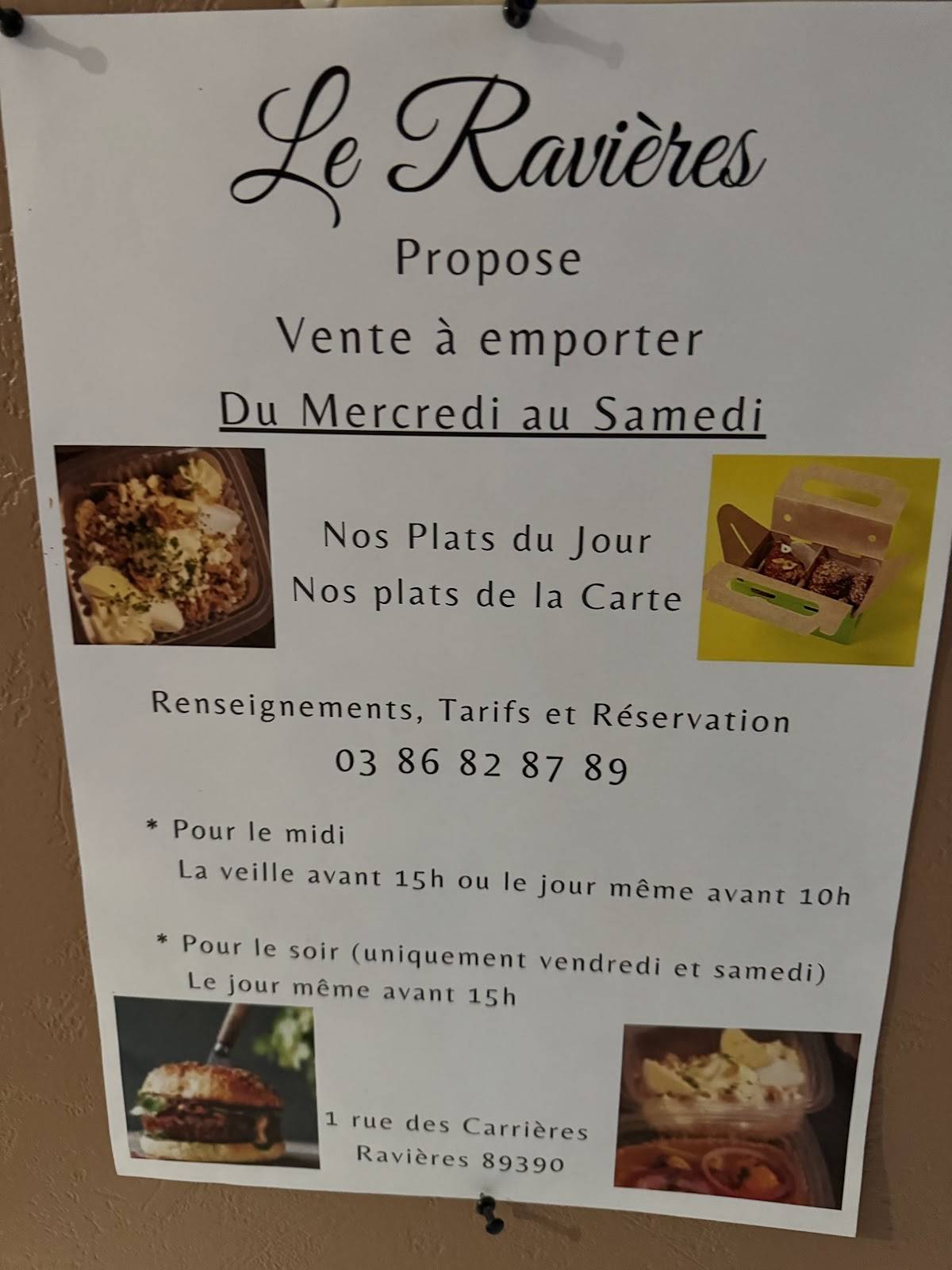 Menu de Le Ravières