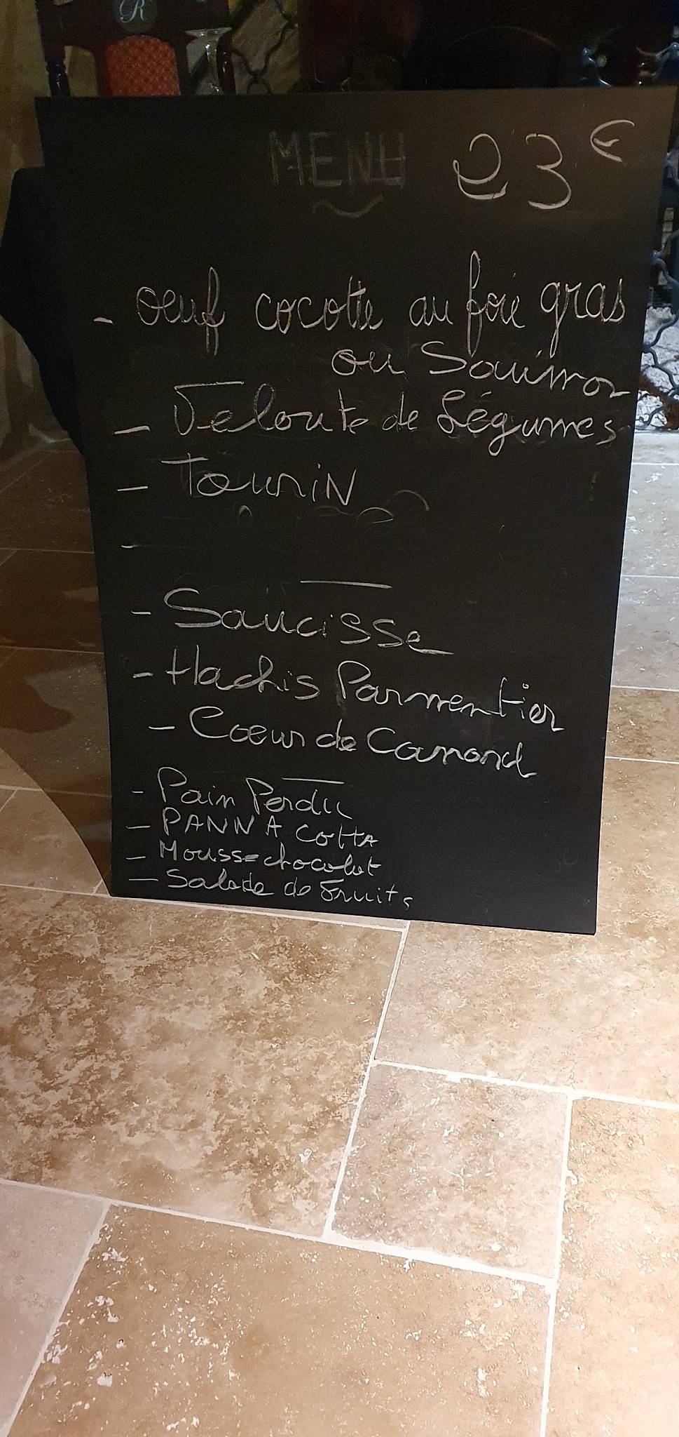Menu de Le Richelieu