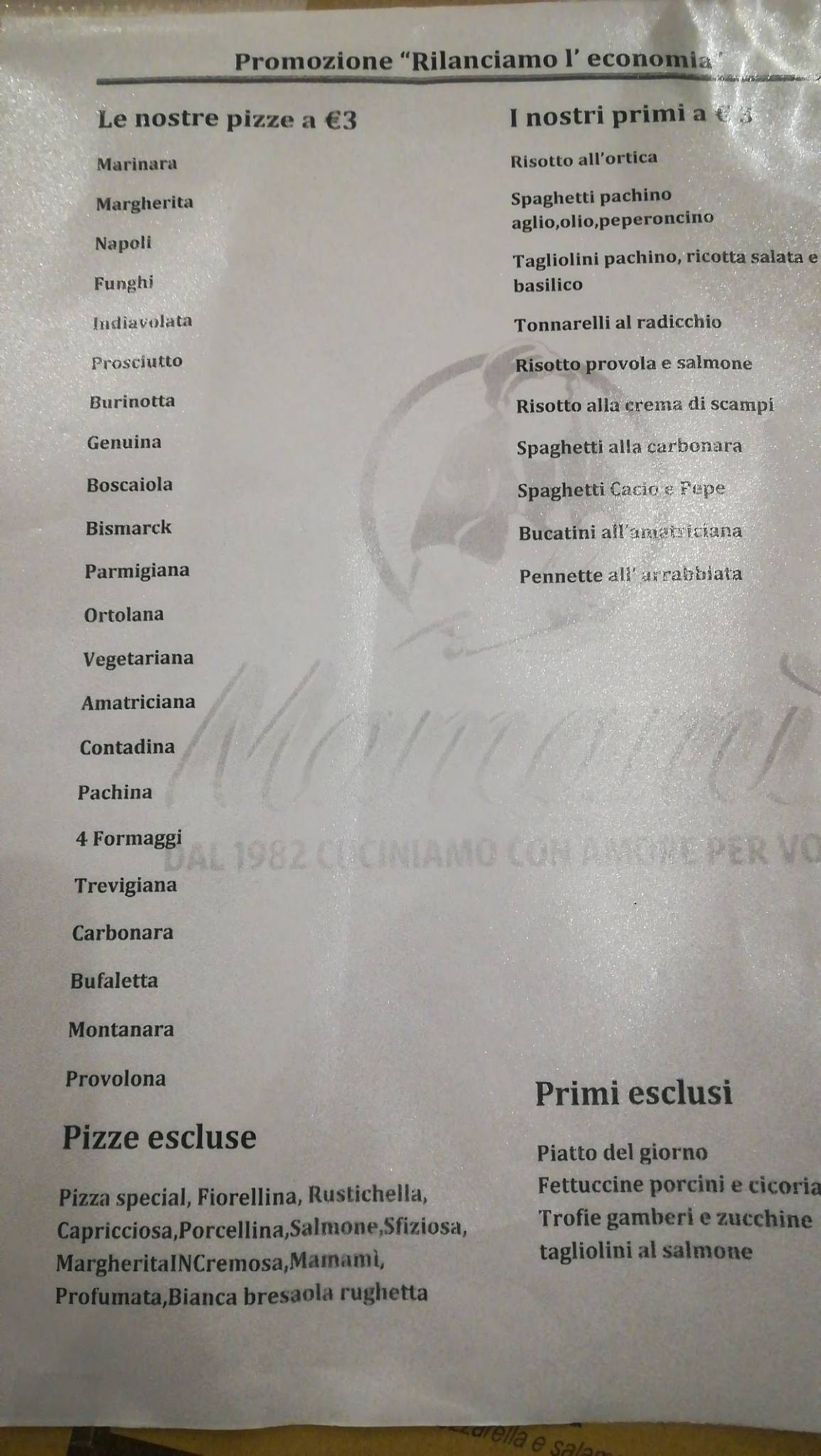 Menu de Mamamì Portuense