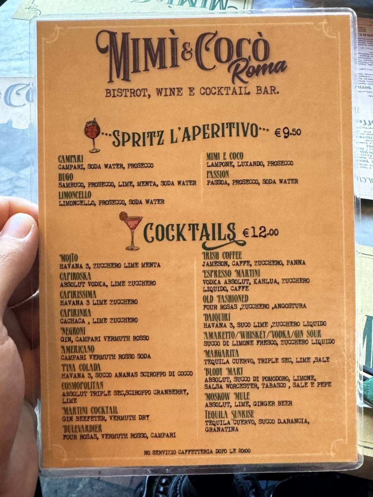 Menu di Mimì E Cocò Roma 