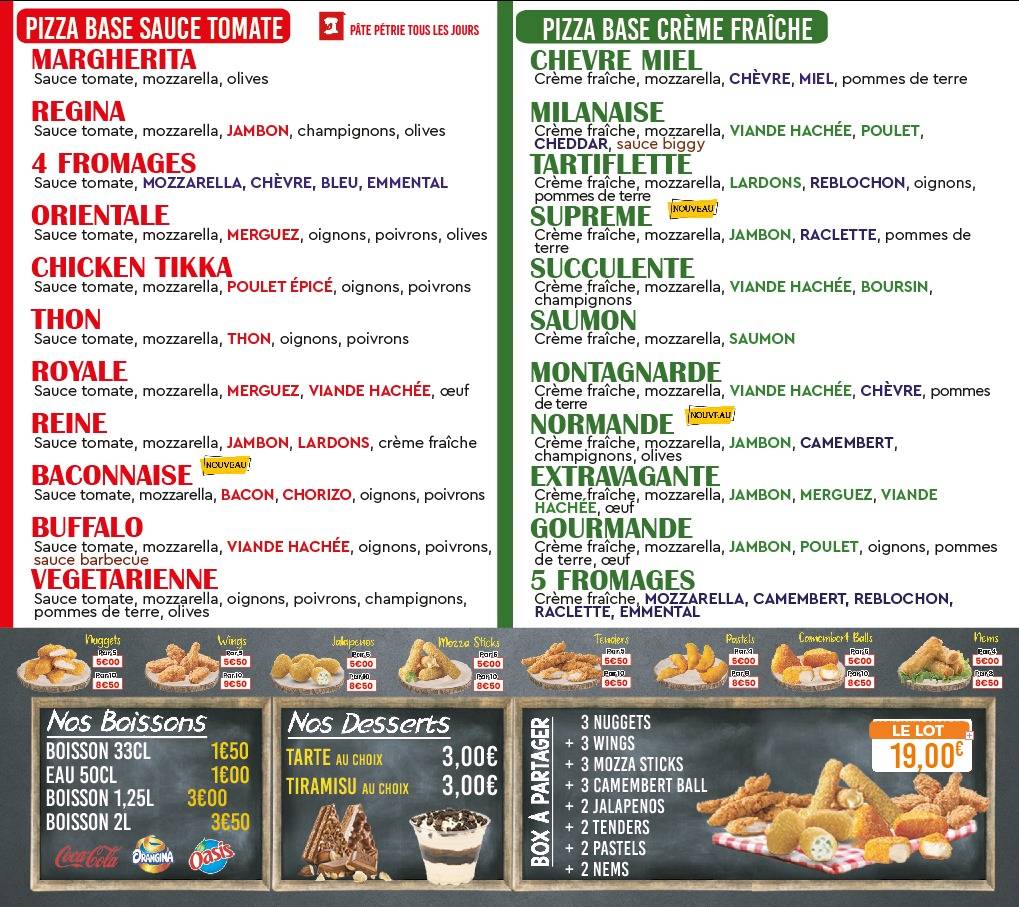 Menu de PIZZA ROUEN