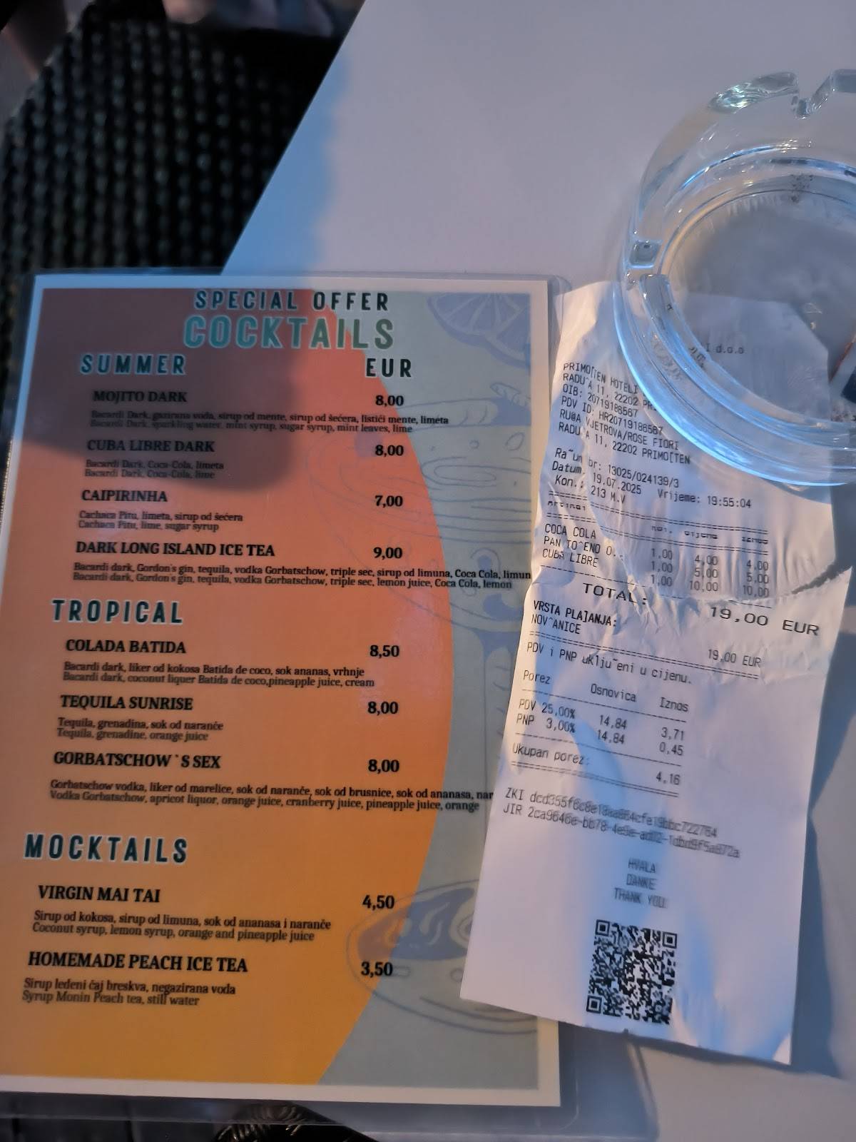 Menu di Primosten Hoteli 