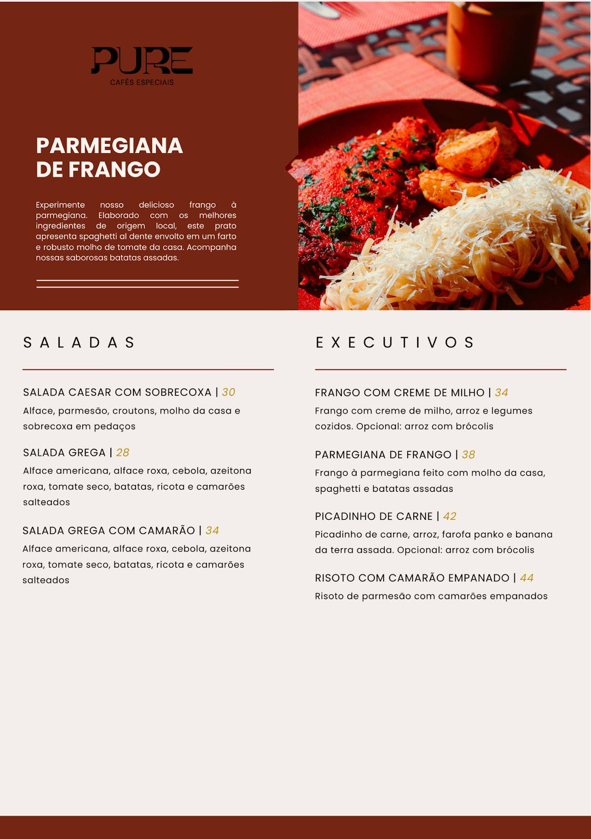 Pure Café cardápio