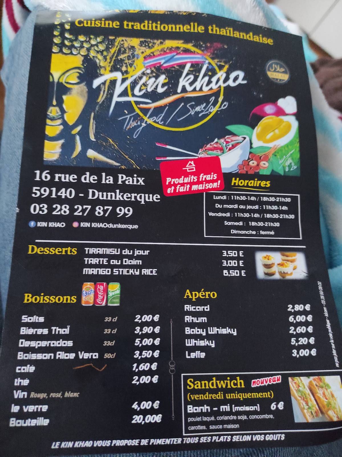 Menu de Kin Khao