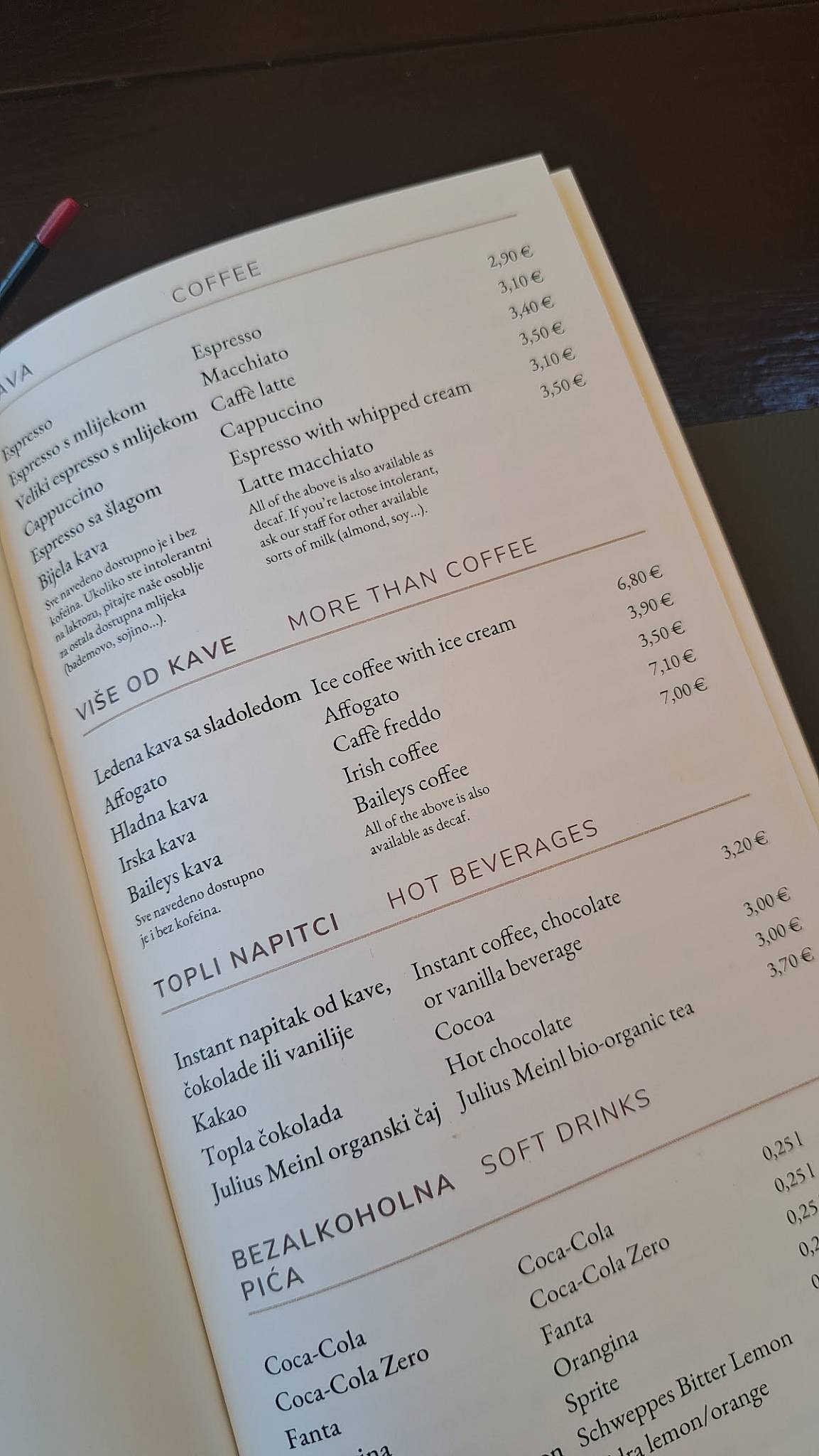 Menu di Restaurant Punta Rata 