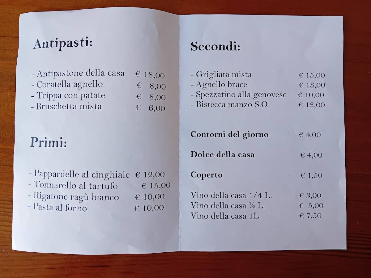 Menu di Osteria Fario 