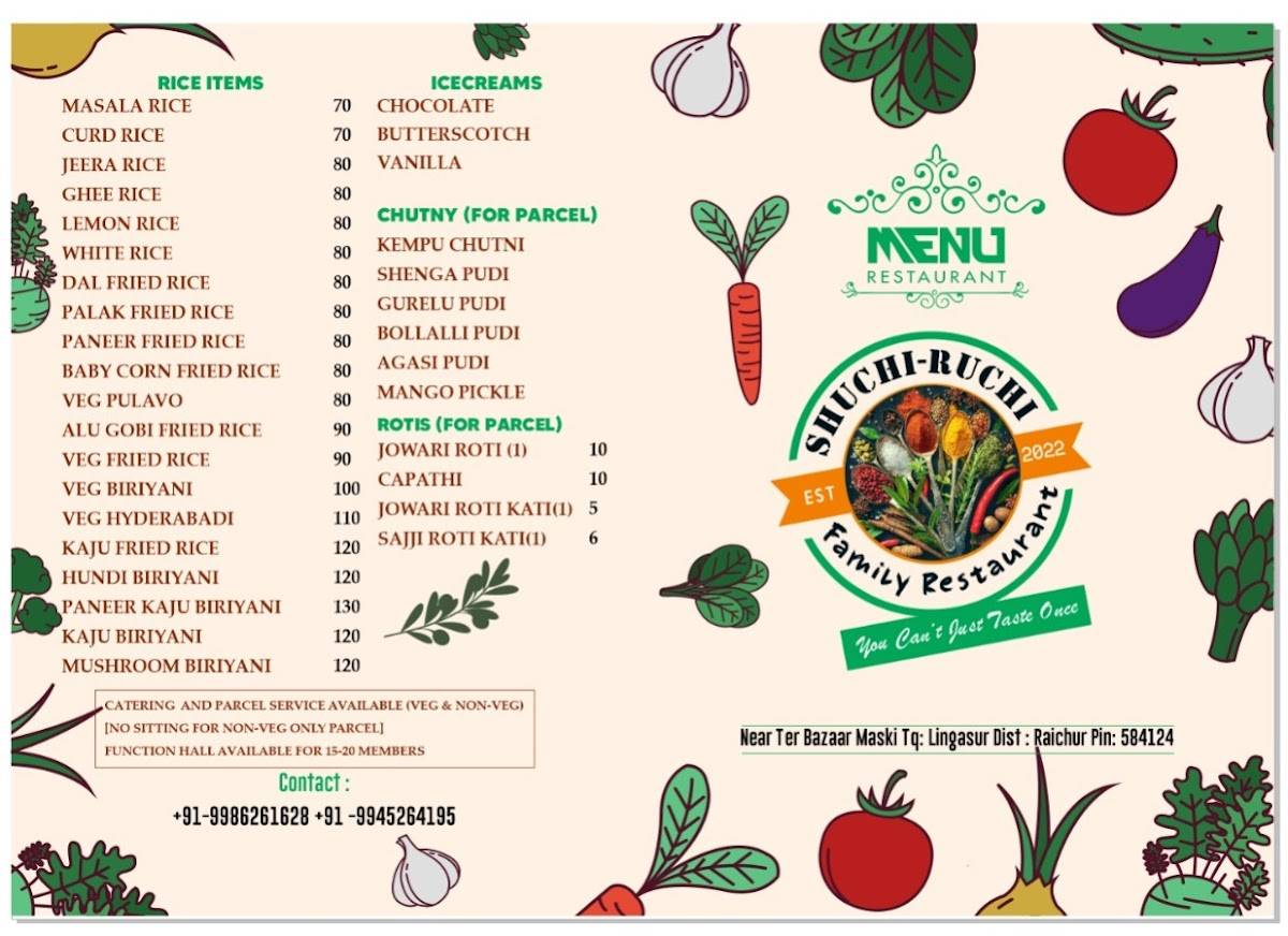 Shuchi-Ruchi Veg Restaurant menu