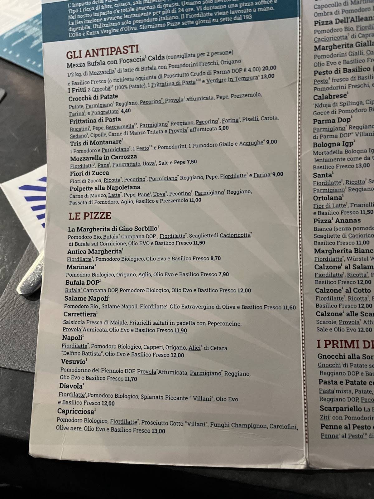 Menu di Sorbillo Roma 