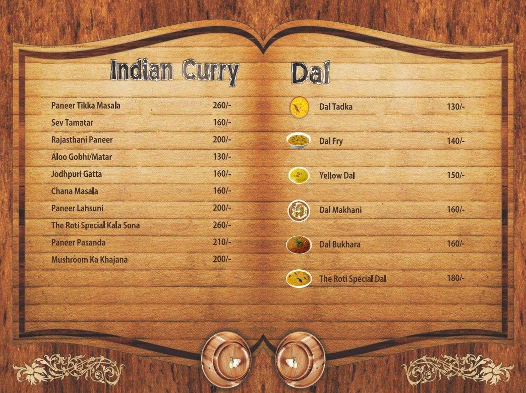 The Roti menu