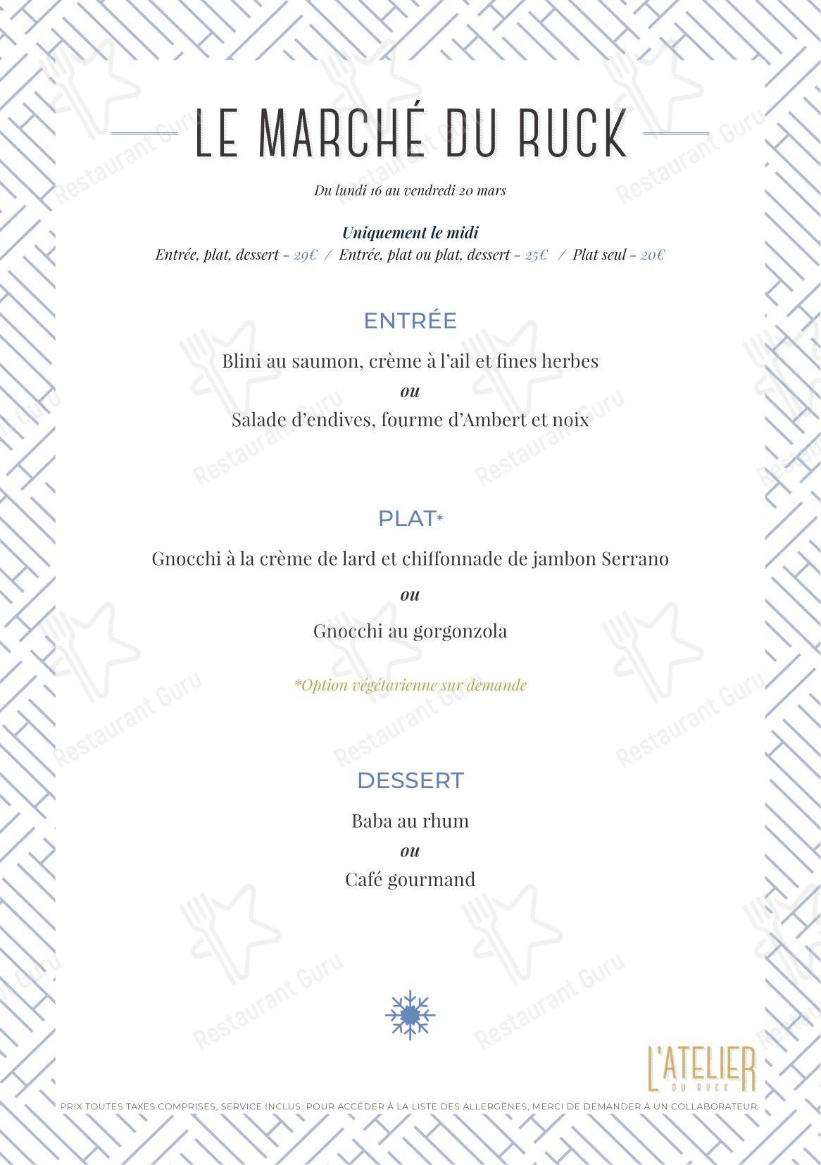 Menu bar pour The Ruck Hotel dans Lyon