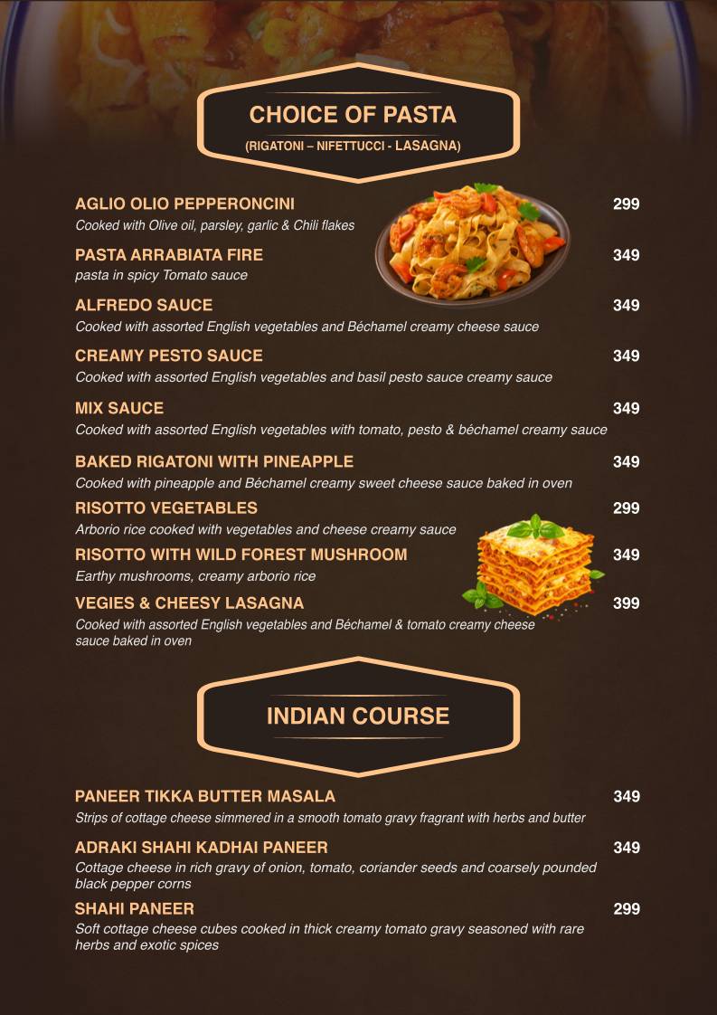 Thrill cafe Rishikesh menu