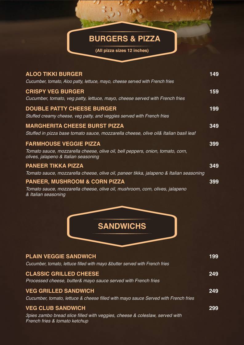 Thrill cafe Rishikesh menu