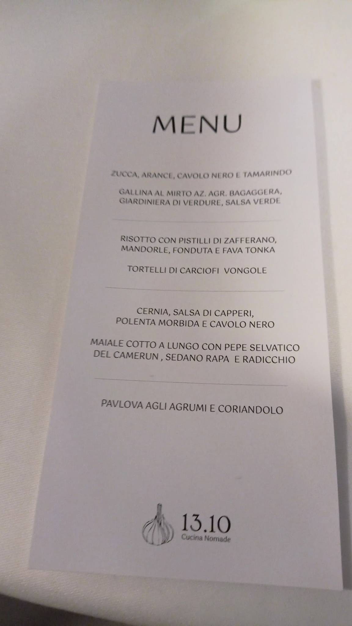 Menu di 13.10 - Ristorante 