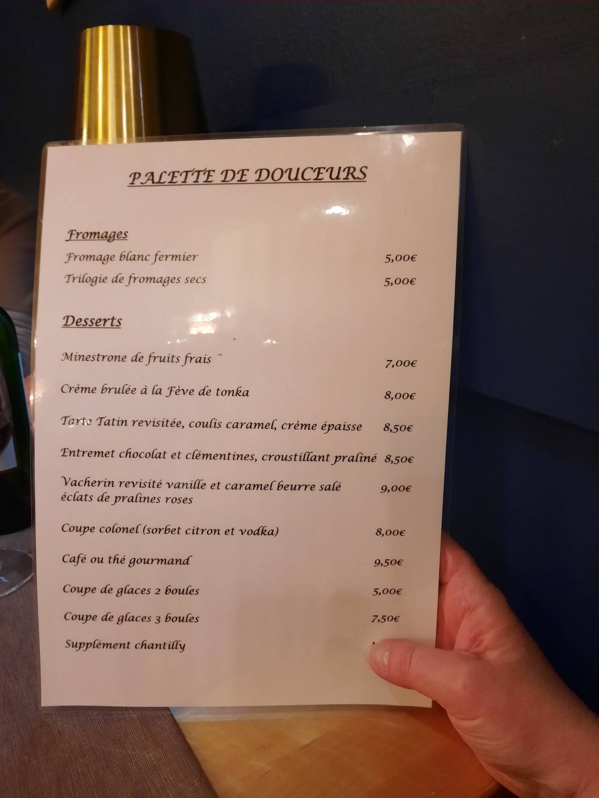 Menu de la Gamm'Elles