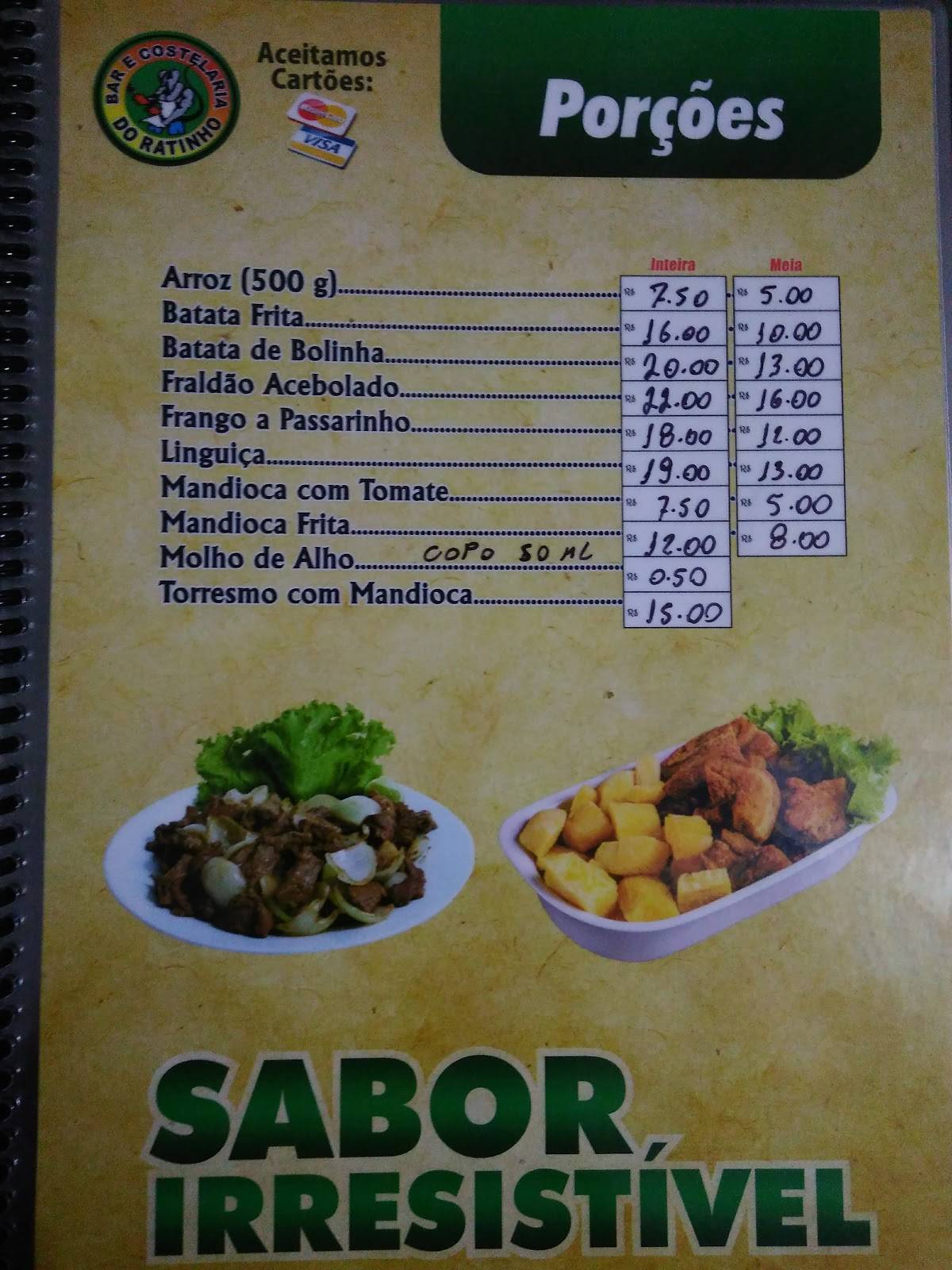 Bar e Costelaria do Ratinho cardápio