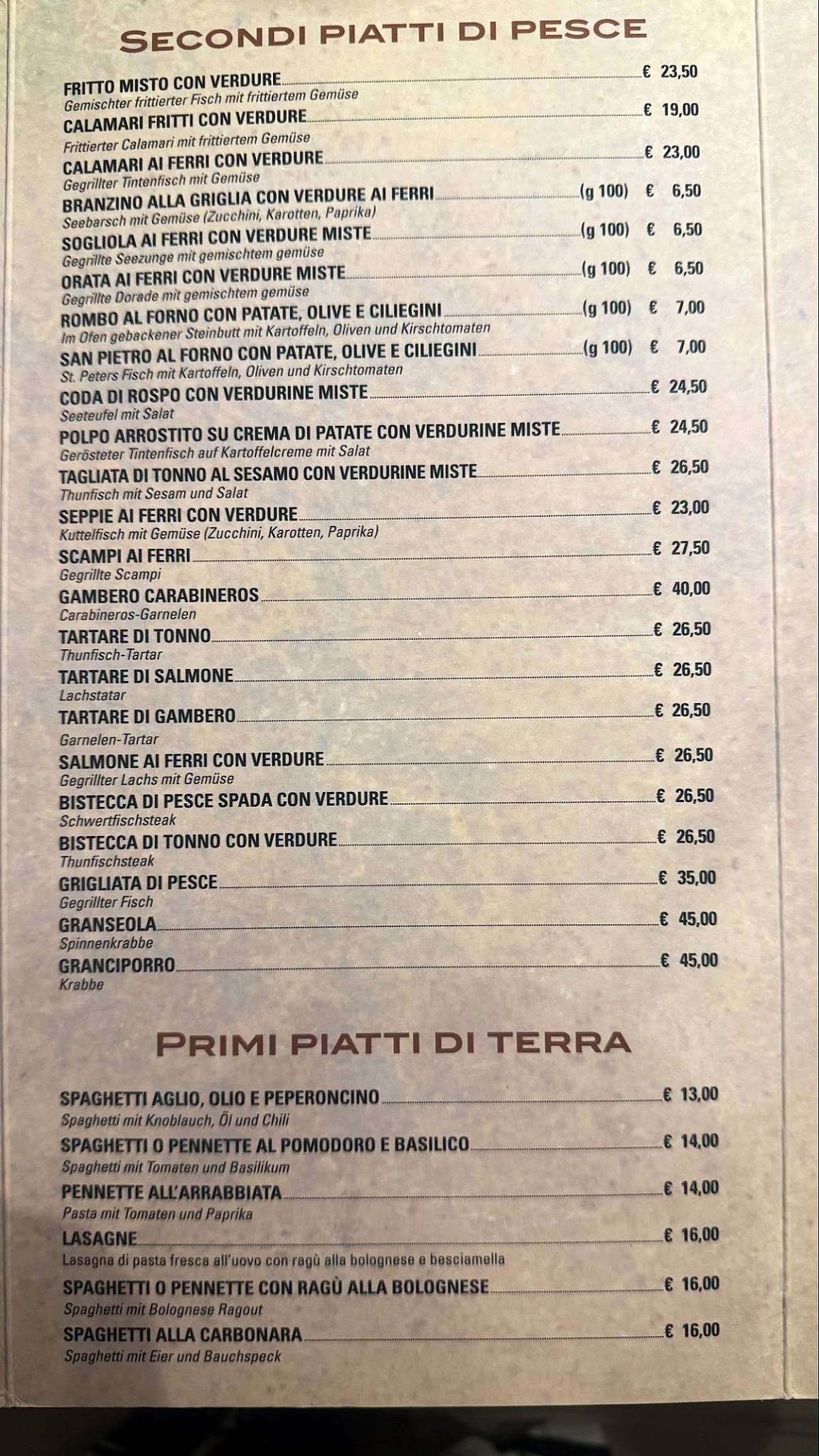 Menu di Da Rocco 
