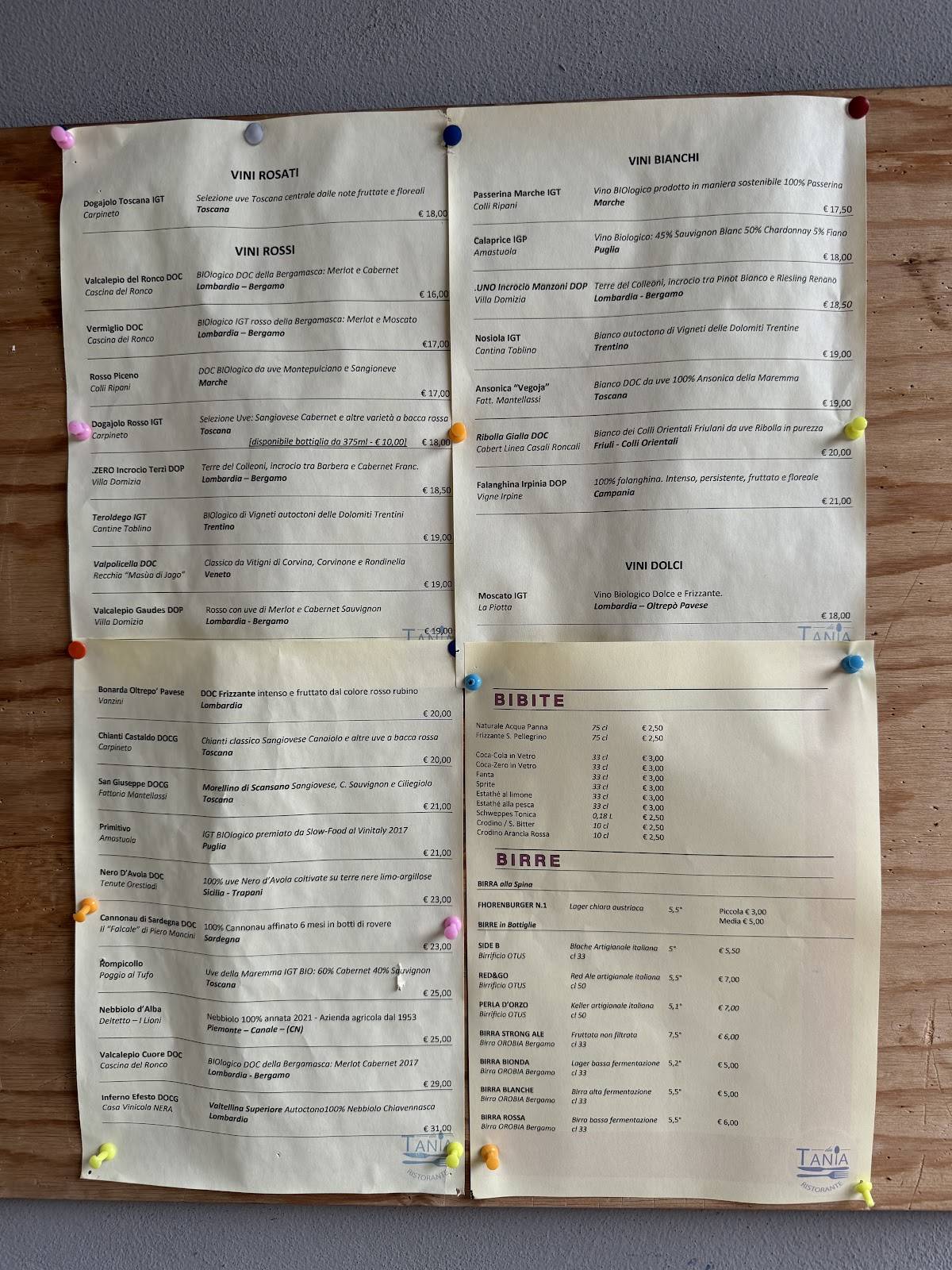 Menu di Ristorante Da Tania 