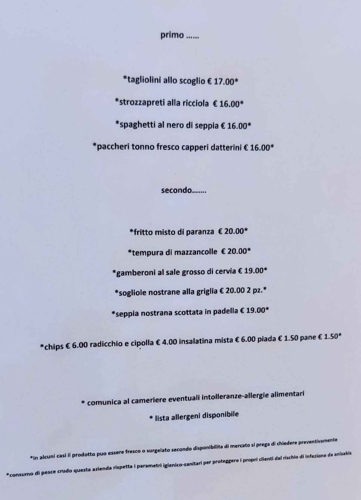 Menu di DelFino 