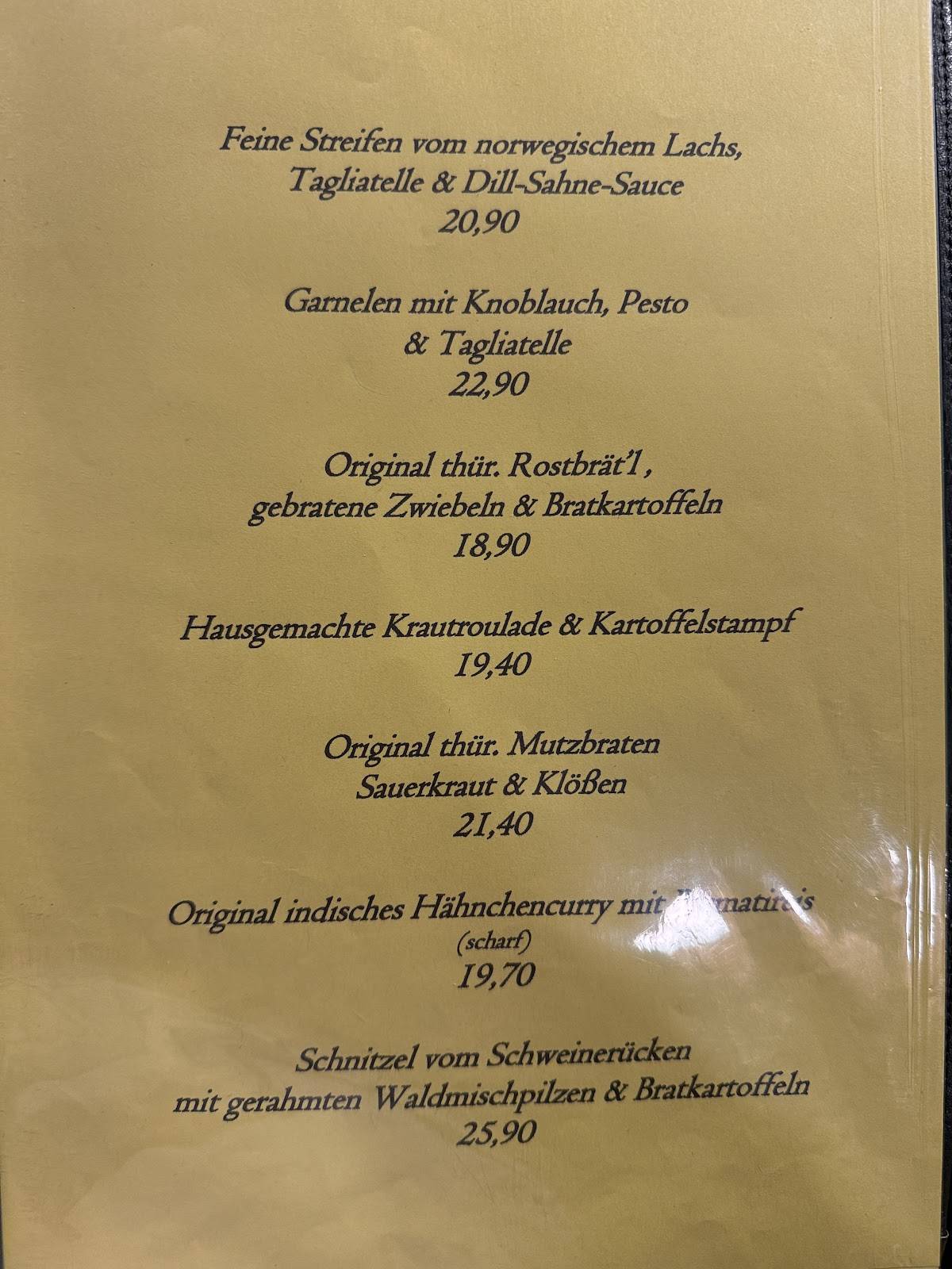 Menu de Felsendome Rabenstein