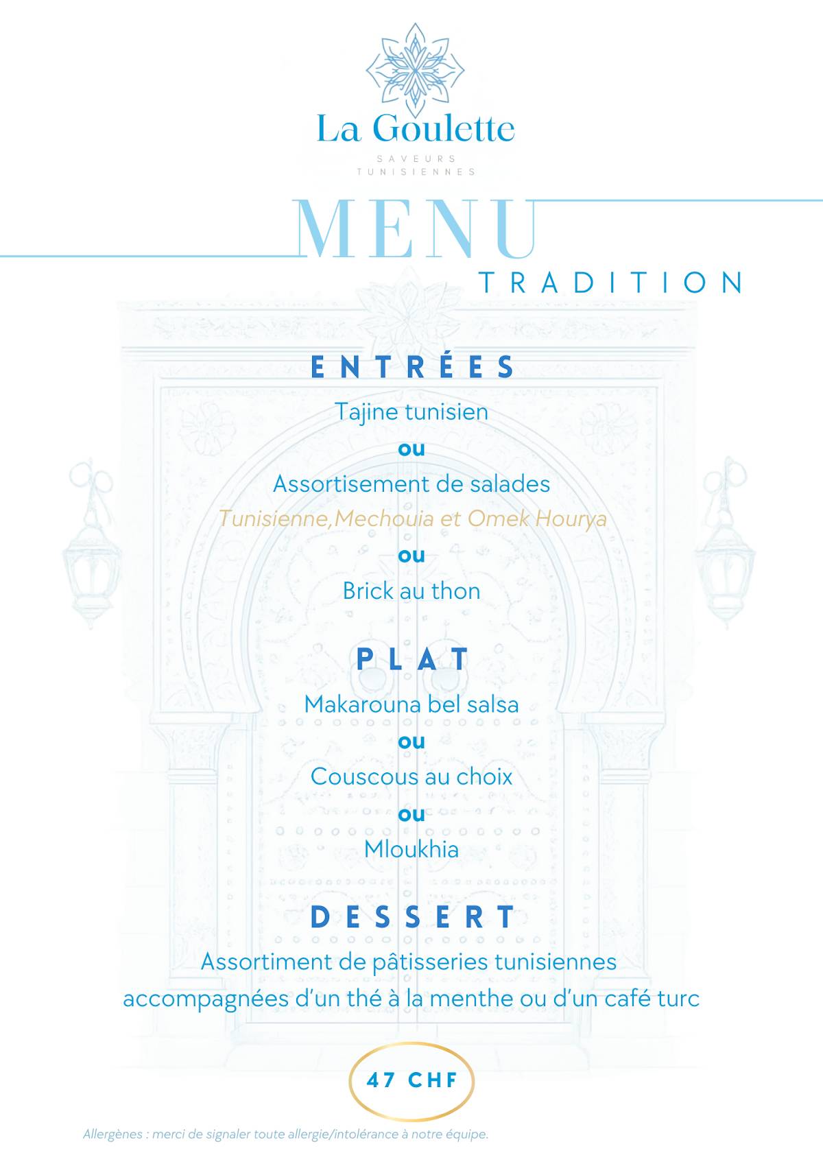Menu di La Goulette 
