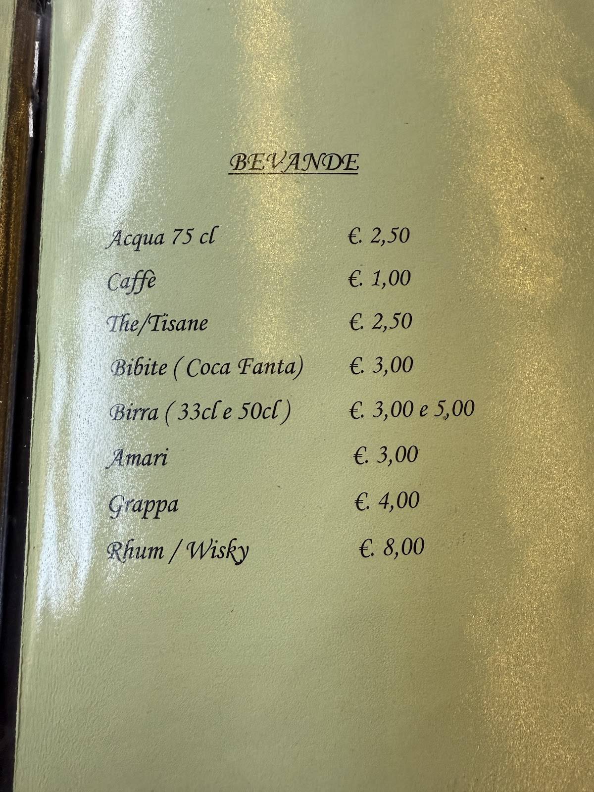 Menu di LA FORESTERIA RISTORANTE 