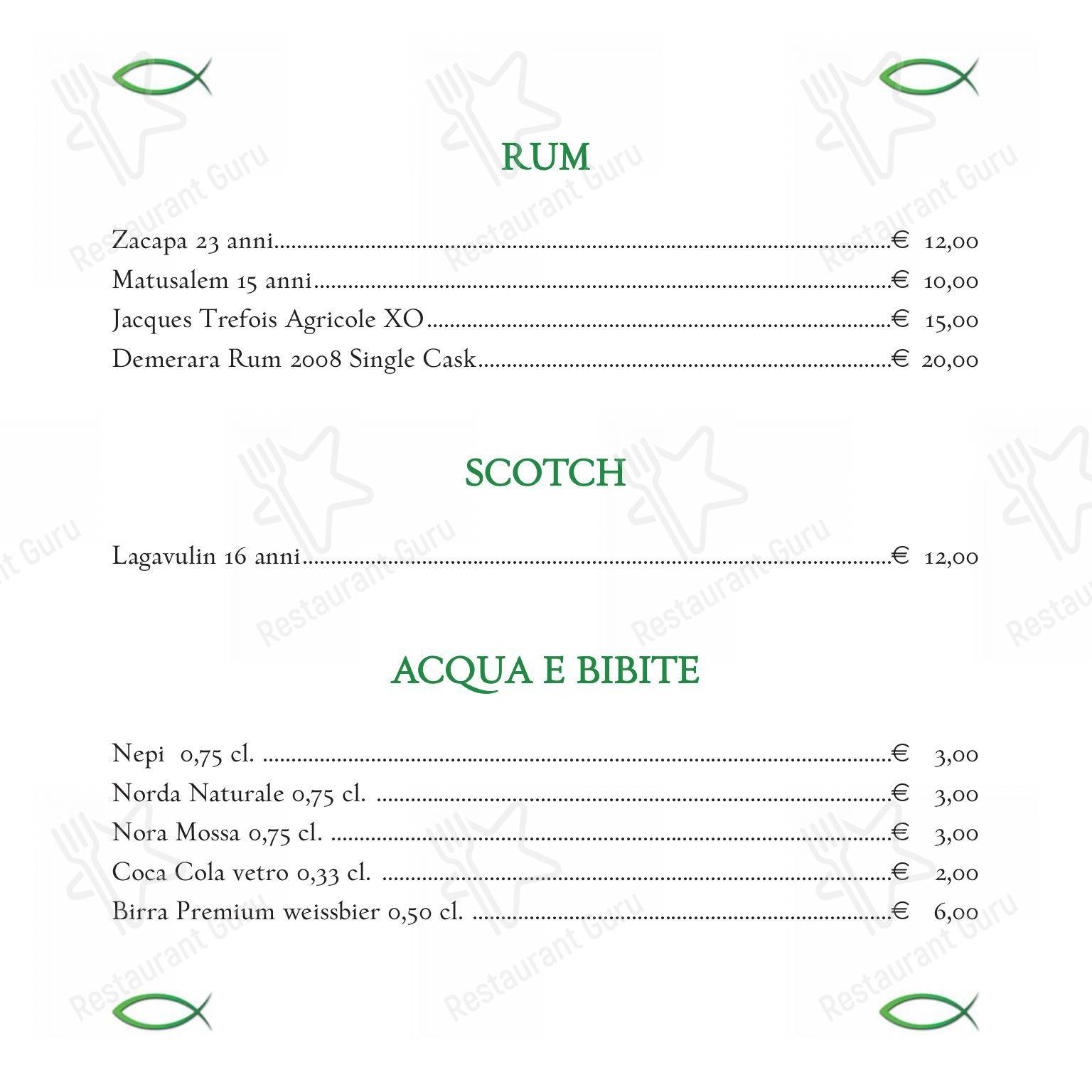 Menu di La Costiera Roma - Lunch Menu