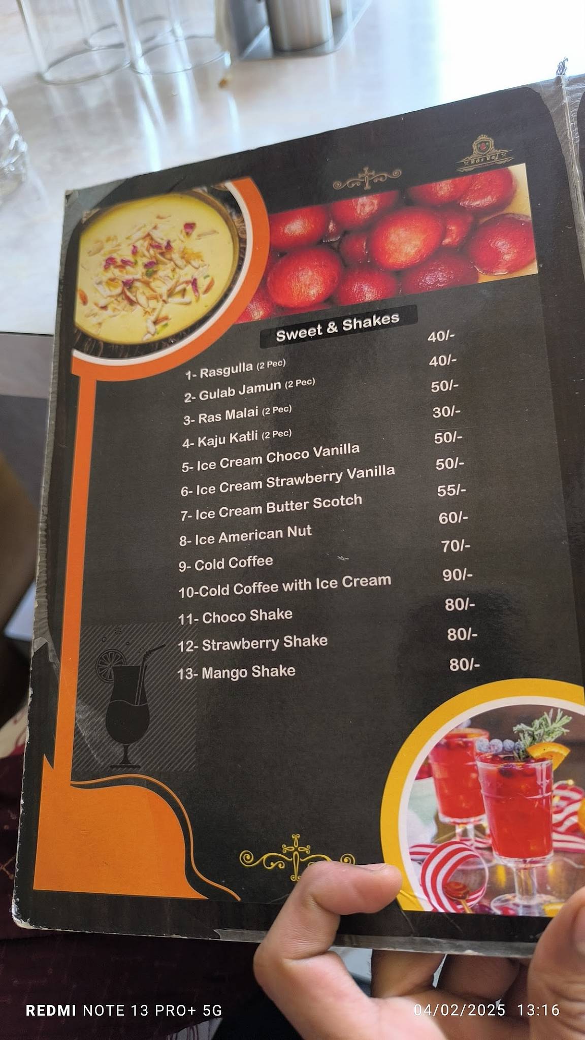 Ras Raj Restaurant menu