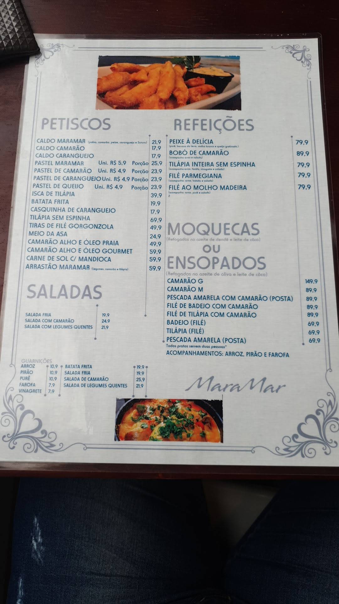 Maramar cardápio