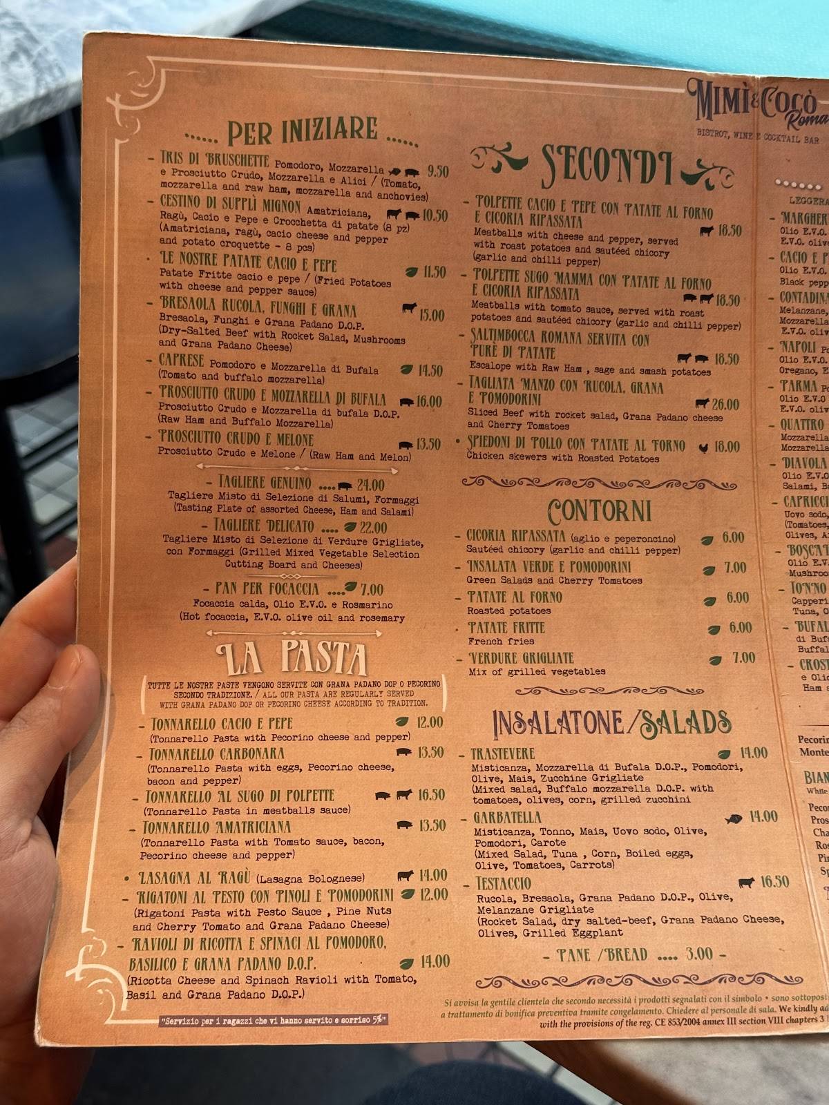 Menu di Mimì E Cocò Roma 