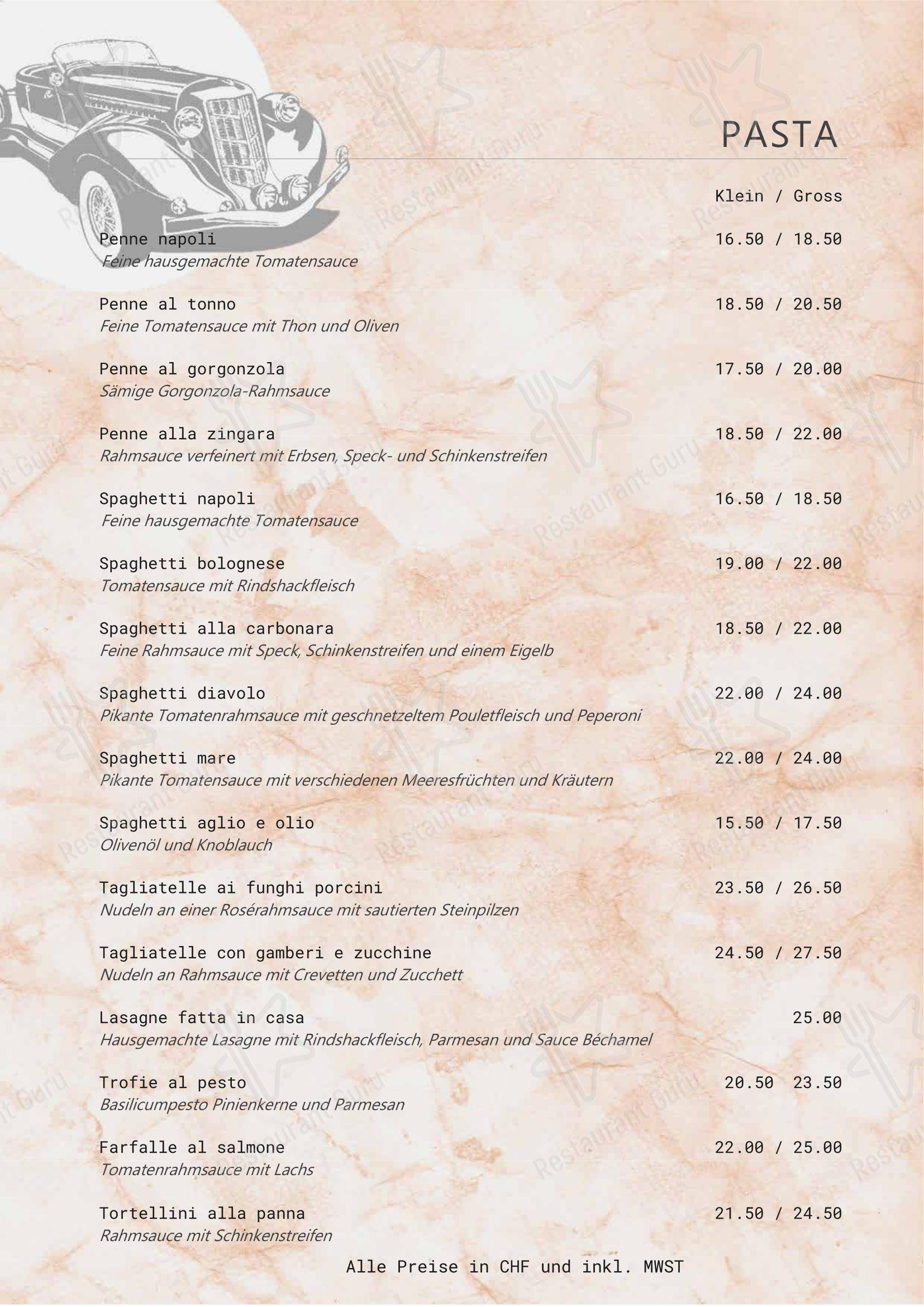 Oldtimer in Coira - Menu