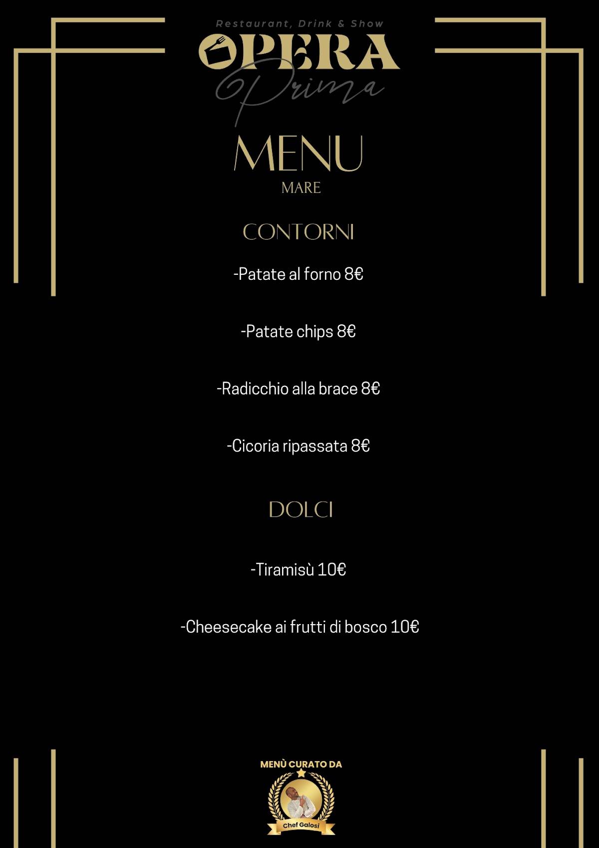 Menu de Opera Prima Ristorante