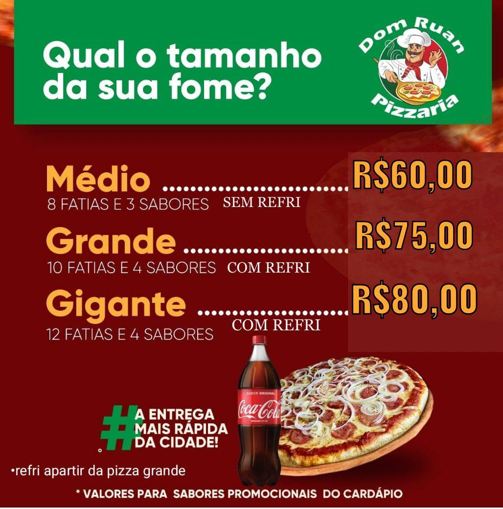 Dom Ruan Pizzas Delivery Tubarão cardápio