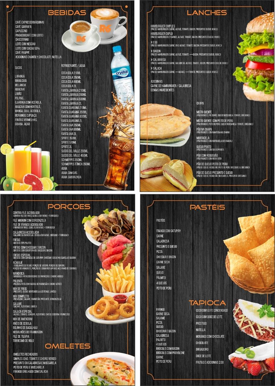 R6 Lanchonete cardápio