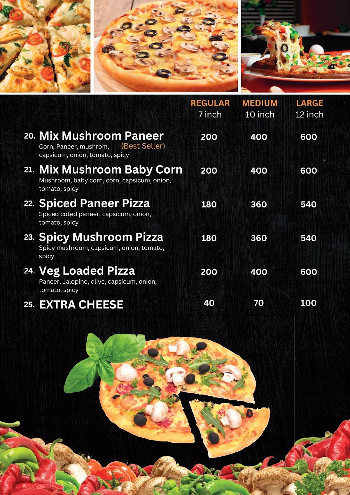 Susi Pizza menu