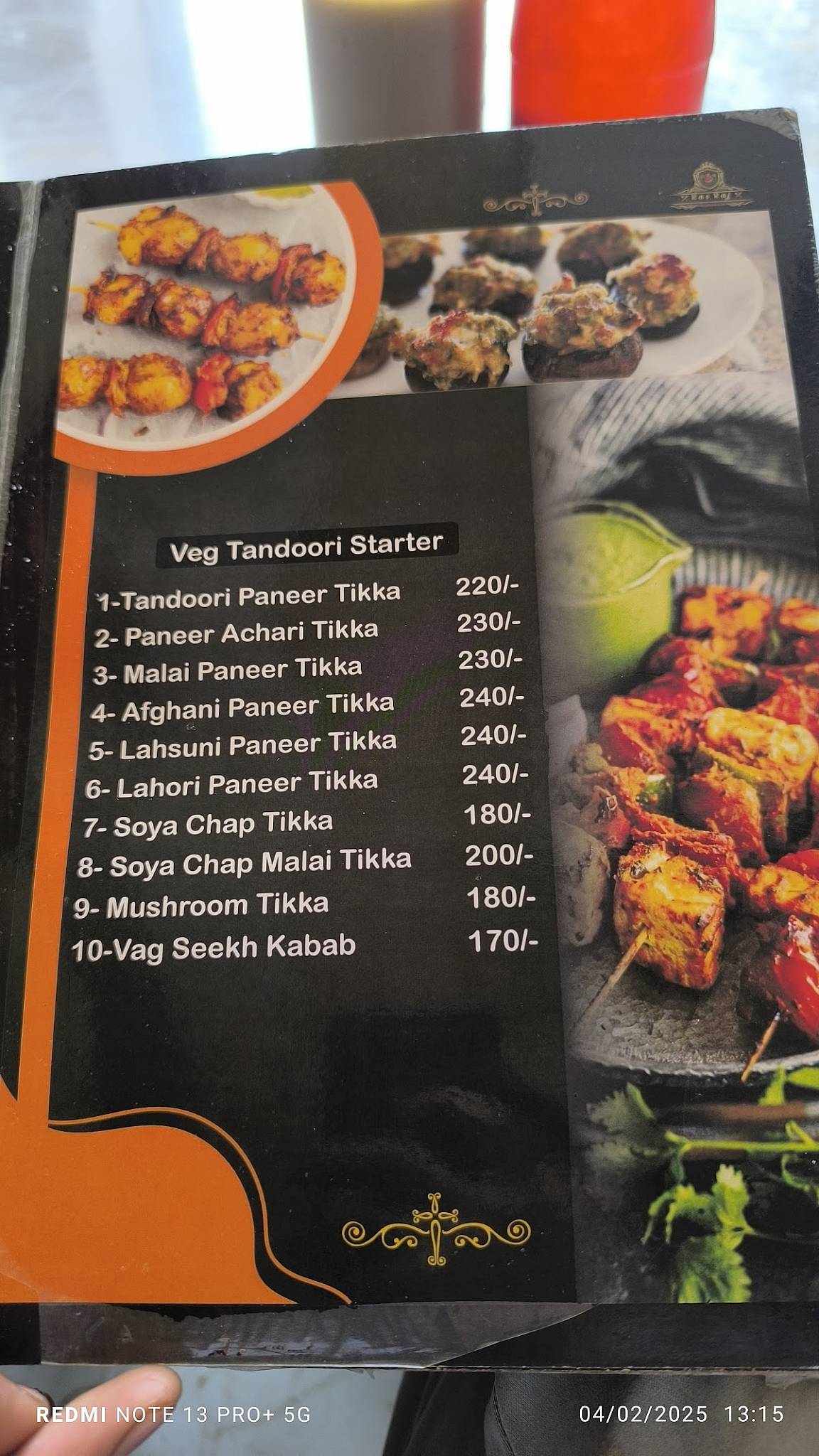 Ras Raj Restaurant menu