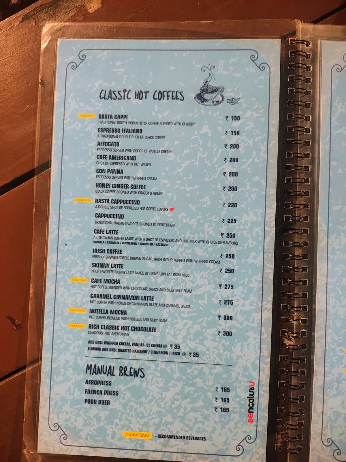Rasta Cafe menu