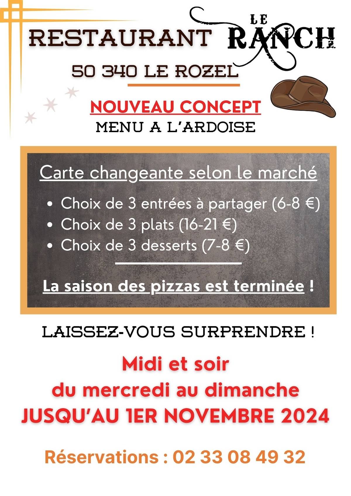 Menu de Restaurant Le Ranch