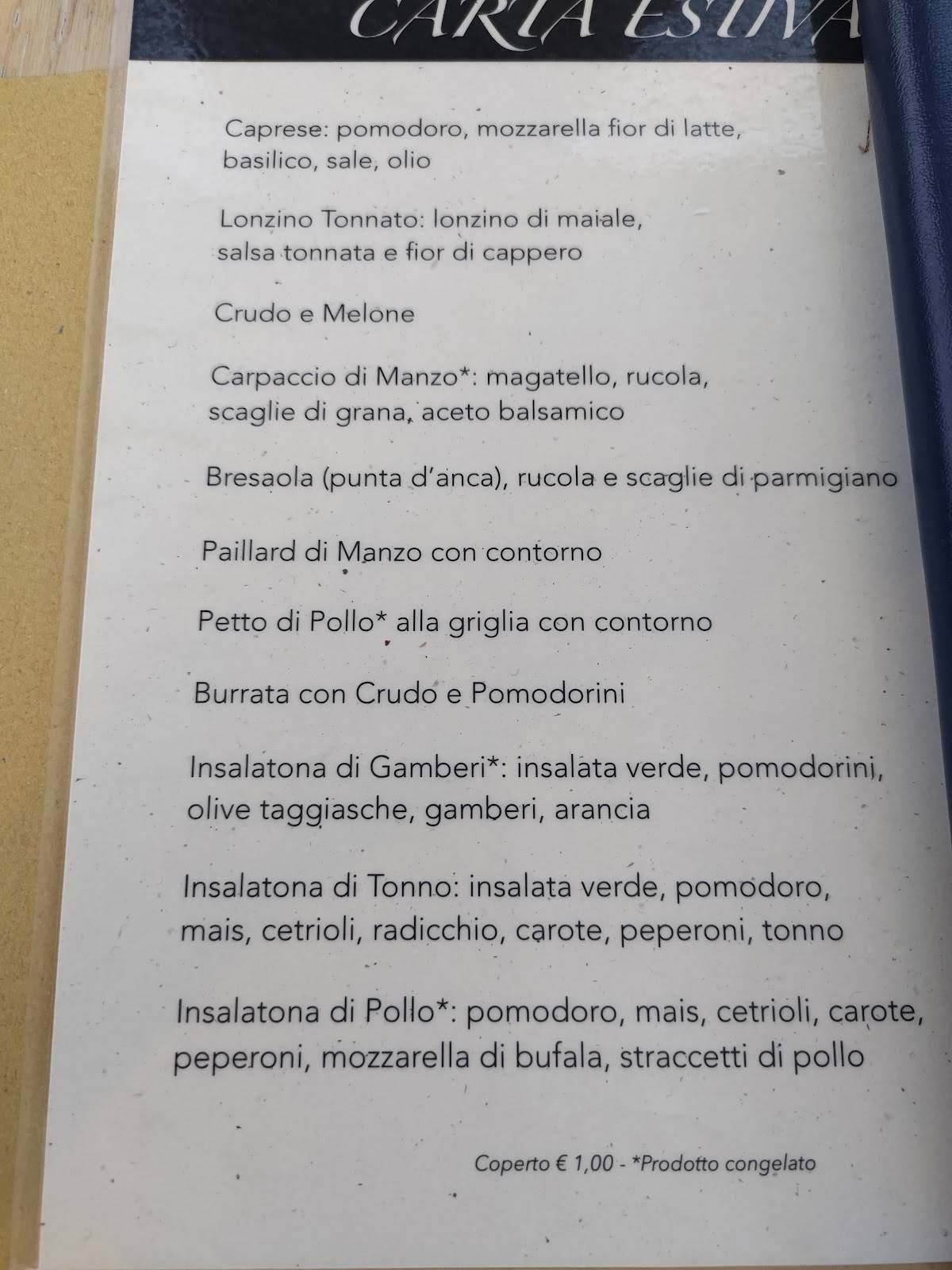 Menu di Risto Pub La Rocca 