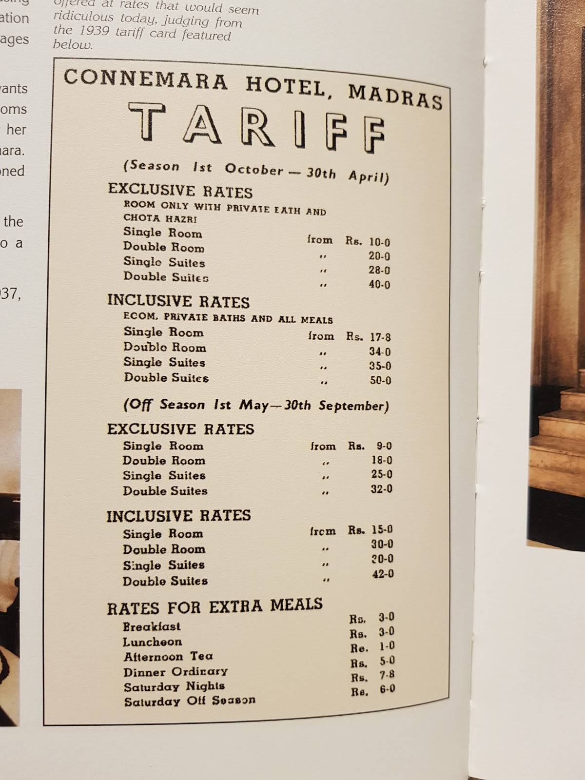 The Raintree menu
