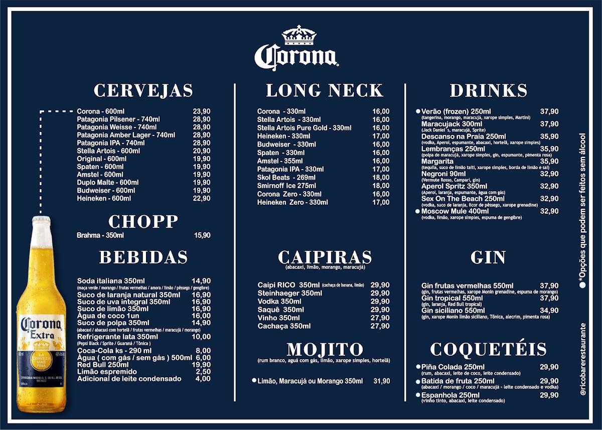 Rico Bar e Restaurante cardápio